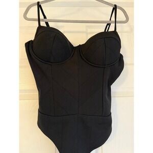 Haute Monde Black Bandage Corset‎ Bodysuit L Bustier Top